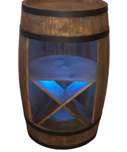 Fassbar Holzfass mit LED Beleuchtung - Weinregal Getränkeschrank für Whisky Bier Flaschen Gläser Bar