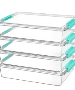 Vtopmart 4 Pack Stapelbare Durchsichtige Aufbewahrungsboxen mit Deckel für Home Office Crafts ClimeCo Certified