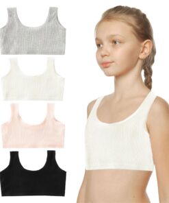SAIIURV weiche Baumwolle Sport-BH für Mädchen 7-12 Jahre bauchfreiXS-Medium