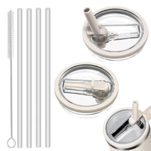 Powerruif 2 STK Ersatzdeckel für StanleyCup 40oz + StanleyCup Deckel mit 4 STK Transparent Trinkhalmen + Wiederverwendba