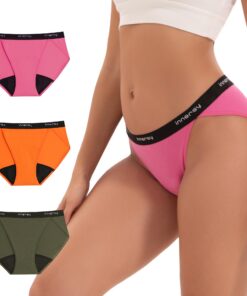 INNERSY Menstruation Unterhosen Damen Baumwolle Auslaufsicher Sportslips 3er Pack OEKO-TEX STANDARD 100