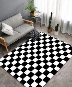 Chickwin Outdoor Teppich Wohnzimmer-Weiche Antirutschunterlage 3D Schachbrett Muster für Schlafzimmer (Schwarz,60x90cm)