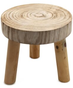 Spetebo natur Echtholz Blumenhocker - massiv Holz Deko - 22 x 20 cm - 3 Beine - Topfblumen Pflanzenständer