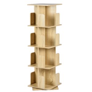Drehbares Bücherregal Holz Klein für Büro und Bibliothekegal Freistehend 39x39x128cm Hellbraun