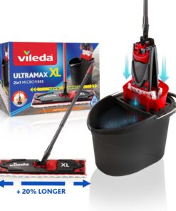 Vileda Ultramax XL 2in1 Bodenwischer Komplett Set - extrabreiter Wischmopp, Mikrofaserbezug, für alle Hartböden - 42cm W