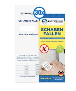 Hochwertige Schabenfalle - 30 ungiftige Kakerlaken-Klebefallen mit Köder - Geruchlos und 12 Wochen Wirksamkeit zur effek