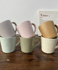 Tassen Set 6er Kaffeebecher Groß 400ml - Matt Keramik mit Henkel Mikrowellenfest