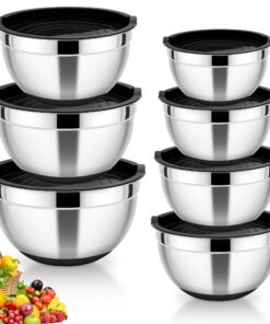 HaWare Rührschüssel 7er Set, Edelstahl, Spülmaschinenfest, ideal für Kochen und Backen - Schwarz