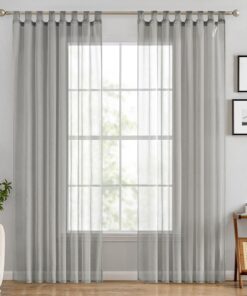 EMEMA Transparent Vorhang Set für Wohnzimmer Grau 140x225cm Luftig Deko mit Bleibandabschluß
