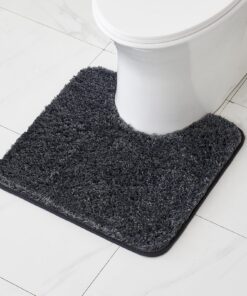 MIULEE Weiche Badteppich für Toilett WC und Badezimmer Dunkelgrau