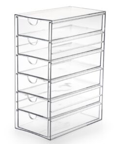 SUMTree Transparente Acryl-Aufbewahrungsbox mit 6 Schubladen für Frisierzubehör, ideal für Badezimmer und Schrank, 25x17