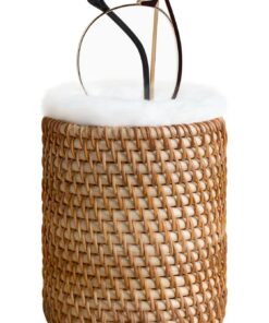 Mkono Brillenhalter für Nachttisch und Büro, Rattan-Material, Platz für mehrere Brillen, Schutzbrillenständer, Brillen-O