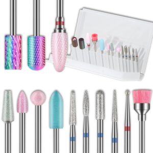 Depvko Nagelbohrer Bits 13 Stück 3/32 Zoll für Nägel, Russian Cuticle Nagelfräser Bit Set, Tungsten Carbide Electric Nag