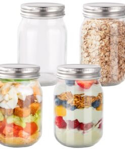 4stk. Overnight Hafergläser Mason Jar 500ml Einmachgläser Schraubdeckel für Mealprep und Eingelegtes