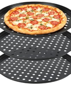 ZOENHOU Schwarz Antihaft-Pizzapfanne 32 cm Restaurant-Qualität für Oase und Haushaltsöfen