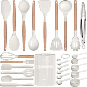 Küchenhelfer Set, 26 Stück Silikon Kochutensilien, hitzebeständiger Antihaft Kochset, mit Tongs, Whisk und Spatula | Kü