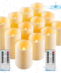 Da by LED Wasserdichte Outdoor-Kerze für Erwachsene im Garten im Abendlicht mit Fernbedienung und Timer - 12 PC Set (Elf