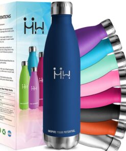 HoneyHolly Thermosflasche 1L BPA-Frei Edelstahl Auslaufsicher Doppelwandig mit Strohhalm Kohlensäure Geeignet