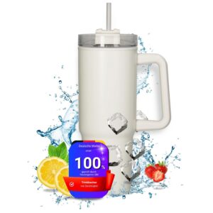 Vakuumbecher 'Tampa' - 800 ml Edelstahl Thermobecher -manın für Heiß- & Kaltgetränke - Trinkflasche inkl. Strohhalm und
