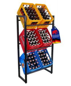 PROREGAL Getränkeregal KÖNIGSSEE L - 132x71x32 cm - 3 Ebenen, 6 Kisten - Regal für Wasserkisten - Schwarz