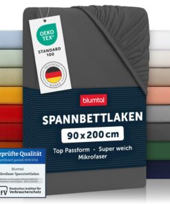 Blumtal® Microfaser Spannbettlaken 90x200cm - Anthrazit - Oekotext zertifiziert - Bettbezug / Leintuch / Spannbetttuch 9