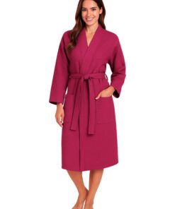 Morgenstern Damen Bademantel - Leicht, 100% Baumwolle, Waffelstoff, Oeko-Tex Standard 100, Waffelpique, Waffelmuster