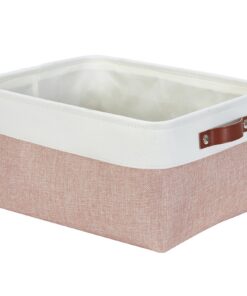 Mangata Rosa und Weiß Aufbewahrungsboxen mit Griffen aus Kunstleder (groß, 1 Stück) Mangata Rosa und Weiß weiche Aufbe