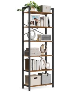 VASAGLE Bücherregal LLS062B01 - 6 Ebenen, vintagebraun-tintenschwarz, Wohnzimmer, Schlafzimmer, Arbeitszimmer - Industri