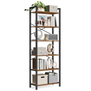 VASAGLE Bücherregal LLS062B01 - 6 Ebenen, vintagebraun-tintenschwarz, Wohnzimmer, Schlafzimmer, Arbeitszimmer - Industri