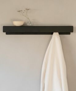 Kazai Garderobenhaken Kian | Moderne Wandmontage mit versteckten Kleiderhaken & Ablage | Schwarz Metall Design