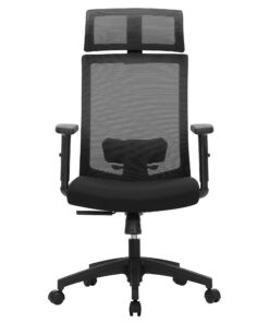 SONGMICS Bürostuhl, verstellbare Lendenstütze und Kopfstütze, ideal für Büroarbeiten, moderne Design, schwarz OBN55BK