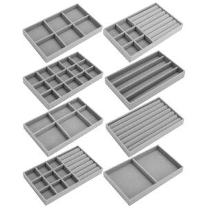 Dusaniyali 8 Stück Schmucktablett, Schmuck Organizer für Damen, Schmuckaufbewahrung Schublade Pax Organizer Grau