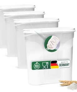 Novaliv Schüttdosen 4er Set 4 Liter + Maße 25,5x25,5x10cm + für Müsli Mehl Zucker Küche Organizer