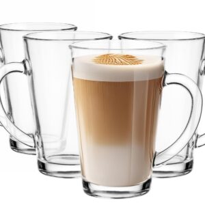 KROSNO 1992 Gläser Set Kaffeegläser Teegläser Mit Henkel 300 ml Spülmaschinengeeignet Durchsichtig