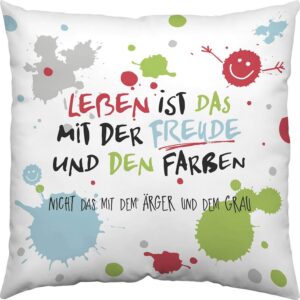 H:)PPY life Lebenskissen Freude 40cm x 40cm | Kissen mit Spruch | 45359