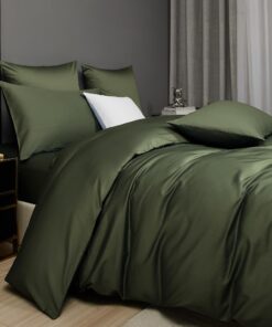 Luofanfei Kühlend Glatt Muster Bettwäsche Set 135x200 Olivgrün OEKO-TEX Luofanfei Atmungsaktiv Baumwolle Bettwäsche 135x
