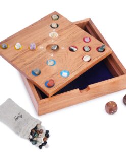 Ajuny Big Hole Würfel-Brettspiel mit Edelsteinen - Unterhaltung für drinnen & draußen, Holz-Würfelspiel für Kinder & Erw