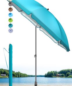 4smile UPF 50+ Strandsonnenschirm - sicherer Schutz für die ganze Familie am Strand - Windfest, Ø 180 cm, Recycled Claim