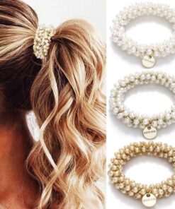 Reaky Perlen-Haargummi für Damen: Dekoratives Haar-Accessoire, Pferdeschwanz-Halter, 9 cm Lange Perlen-Kette