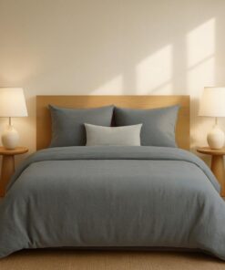 Dreamzie Bettwäsche 220x240 Baumwolle - Oeko-Tex Zertifiziert - Für das Komfortvolle Schlafen - 3-teilig Set - Dunkelgra