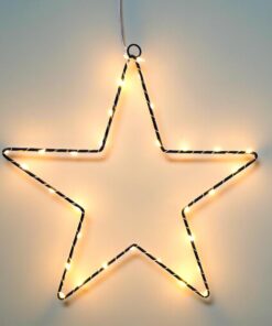 Spetebo Metall Weihnachtsstern Silhouette 30 cm zum Hängen für Außen-Timing und 30 LED - warm weiß beleuchtet - Weihnach