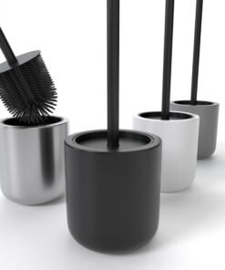 SAVEGA - Antibakterielle Toilettenbürste Edelstahl Silikon - für Damen und Herren - Set mit Klobürstenhalter - Elegante