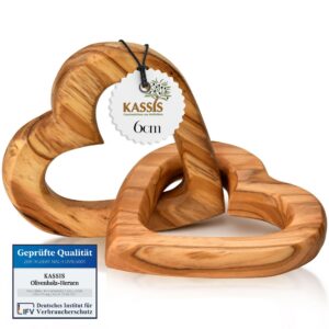 Kassis Geschenkartikel Olivenholz-Herzen zum Valentinstag - Hochzeitsgeschenk - (6 cm) Kassis Geschenkartikel Olivenho