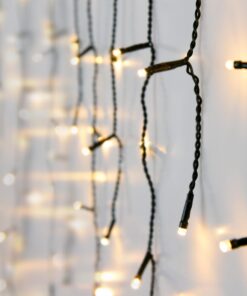 Eisregen Lichtervorhang warm weiß für Außen - Weihnachtsdeko Lichterregen Garten Beleuchtung - 6m mit Stecker 180 LED 40