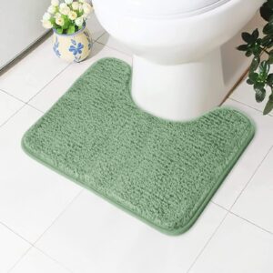 Rutschfeste WC-Vorleger U-Waschbar Mikrofaser Badematte - Weiche Hochflor Toiletten Vorleger Grün 50x40cm Rutschfeste