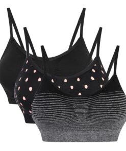 Womens Stretch Duenn Ohne Buegel Push up Yoga BH Bra Top Set Fuer Training Polsterung 2er Pack Womens Stretch Duenn Oh