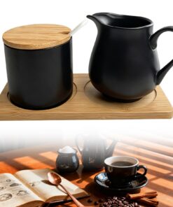 Milch Und Zucker Set Mit Deckel Und Löffel - Frühstücksset Für Zuhause Und Restaurant | Zuckerdose Mit Deckel Und Milch
