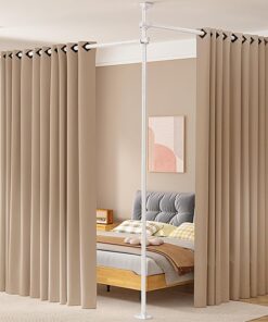 WELDUN Sichtschutz Paravent ohne Vorhang für Wohnzimmer, Schlafzimmer oder Büro - 227-312 cm (H), 71-290 cm (B) - Weiß -
