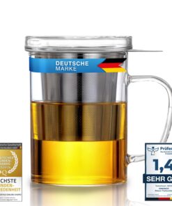 Dimono® Teeglas Teamaker mit Filter & Deckel - 450 ml Deluxe für Teeliebhaber