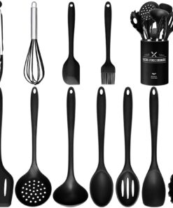 Küchenhelfer Set, 12 Stück Silikon Kochutensilien Hitzebeständig & Antihaft, Ideal für Familien, für Spülmaschinen geei